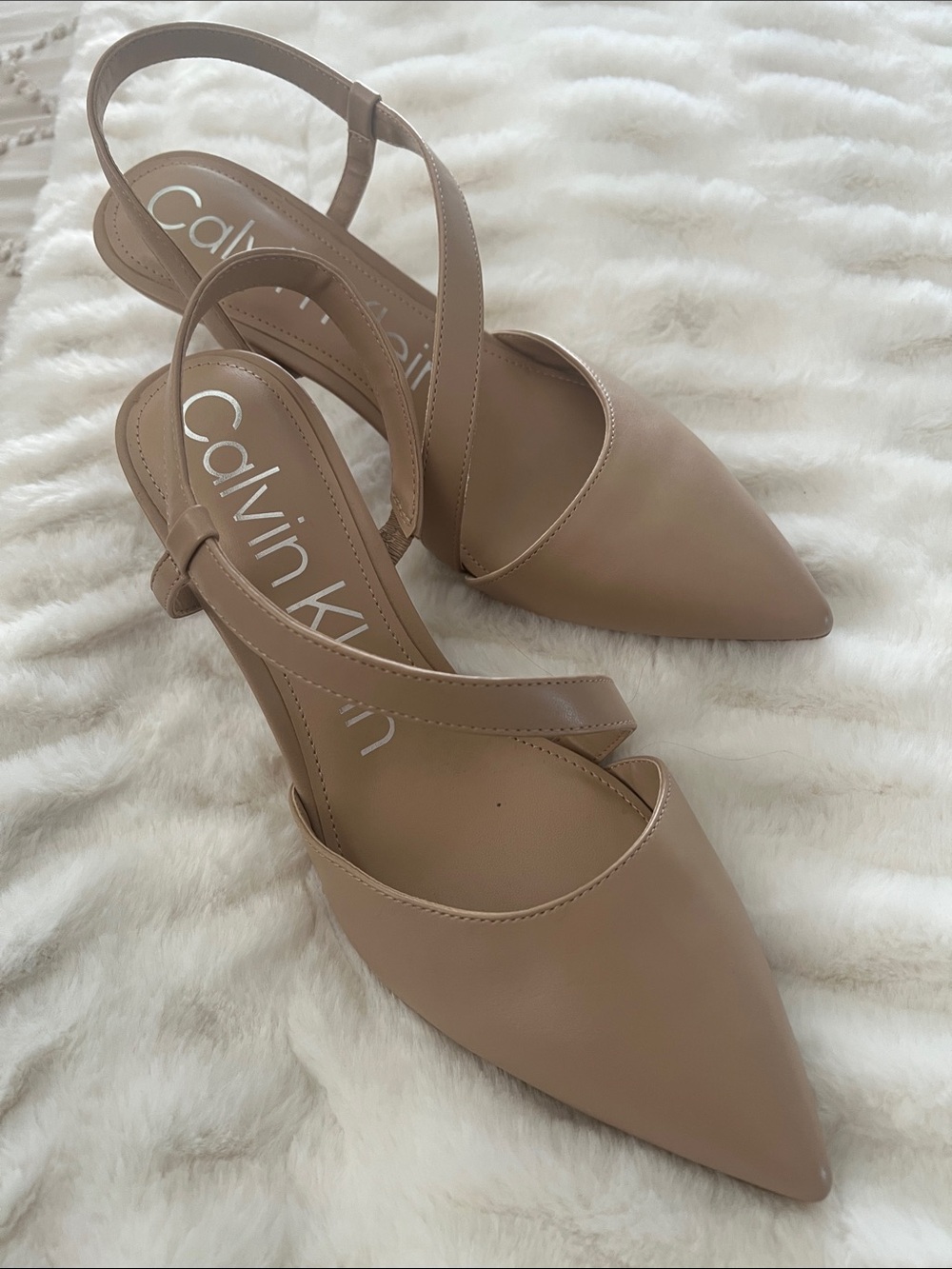 Calvin Klein Nude Pointed-Toe Slingback Heels - Picture 10 of 10